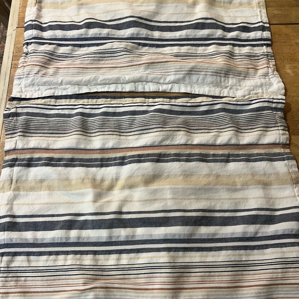 Pendleton pair of pillow shams, navy khaki, blue striped excellent condition